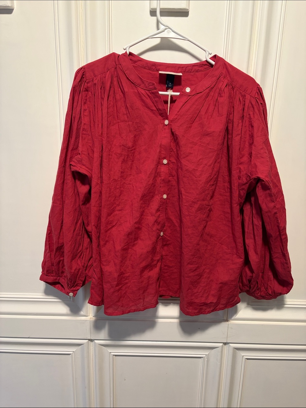 Universal Thread Red Button-Front Peasant Blouse